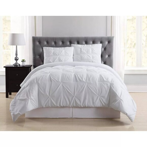 Truly Soft Everyday King Pleated Duvet Cover Set White: OEKO-TEX Certified - Picture 1 of 5